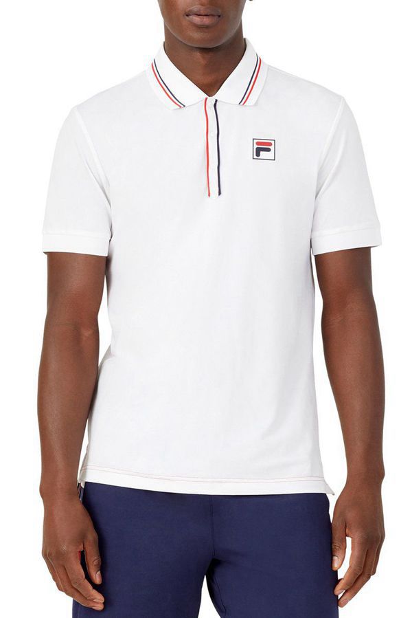 Camisas Polo Fila Hombre Blancas - Heritage Jacquard - España 590472XRG